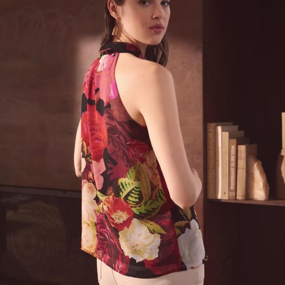MELANIE LYNE: Sleeveless Tie Neck Blouse - floral - Picture 3 of 6